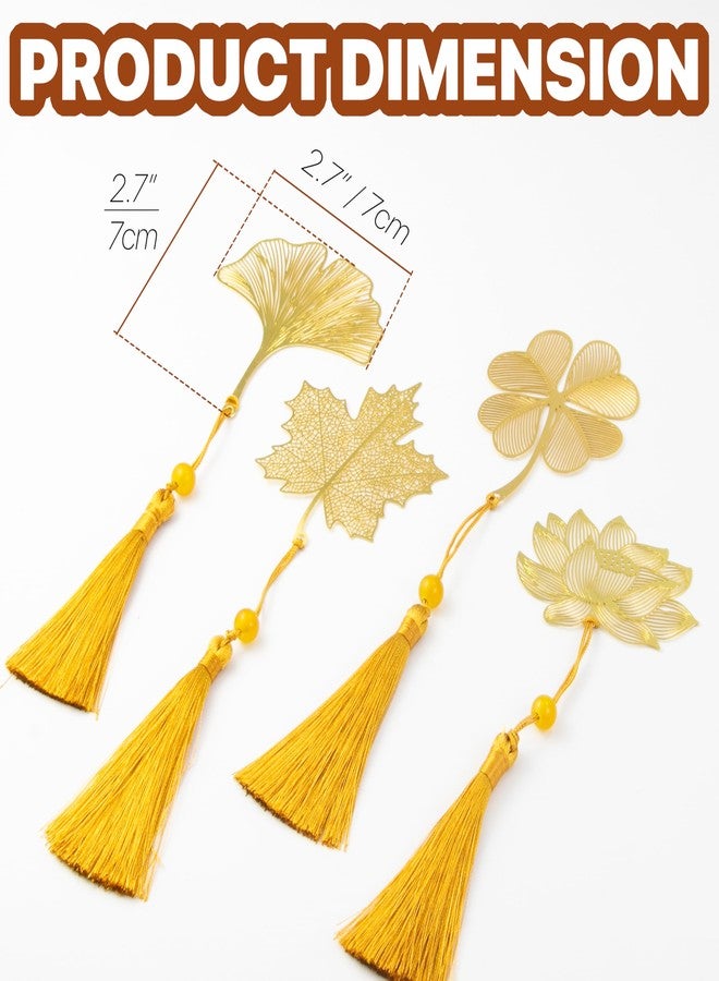 WACANTIC 4 Pack Metal Bookmarks with Tassel for Women - Aesthetic, Pretty & Unique Bookmark Set, Gold & Brass Designs for Reading Essentials, Gifts for Writers, Cute Decorative Bookmarks for Book Lovers - Image 2