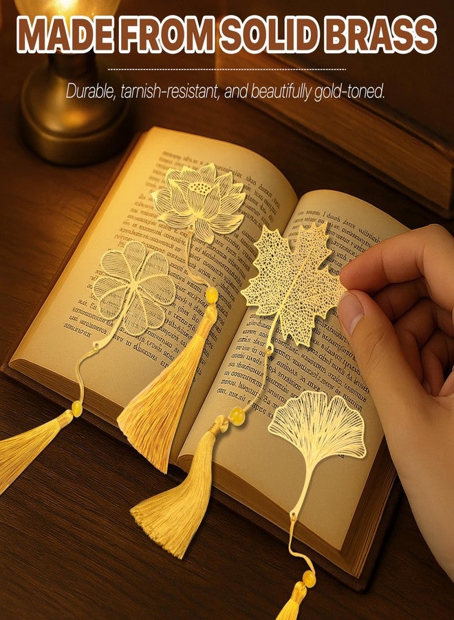 WACANTIC 4 Pack Metal Bookmarks with Tassel for Women - Aesthetic, Pretty & Unique Bookmark Set, Gold & Brass Designs for Reading Essentials, Gifts for Writers, Cute Decorative Bookmarks for Book Lovers - Image 4