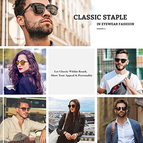 GQUEEN Classic Horn Rimmed Semi Rimless Polarized Sunglasses for Men Women GQO6 - Image 2