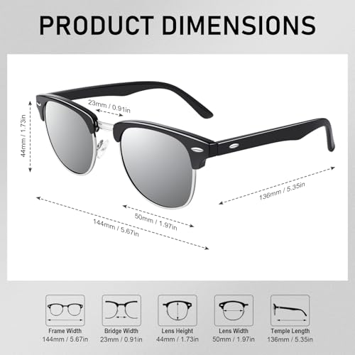GQUEEN Classic Horn Rimmed Semi Rimless Polarized Sunglasses for Men Women GQO6 - Image 5