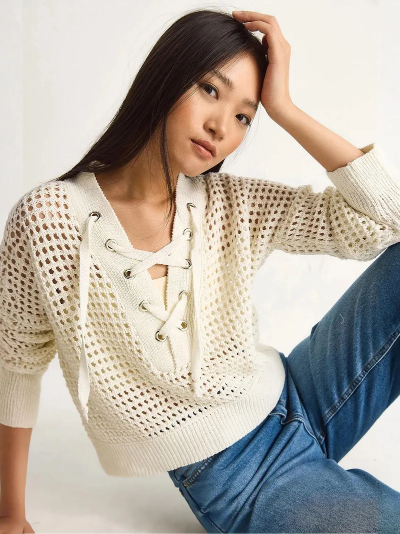 LUCCI Hooded Knit Sweater