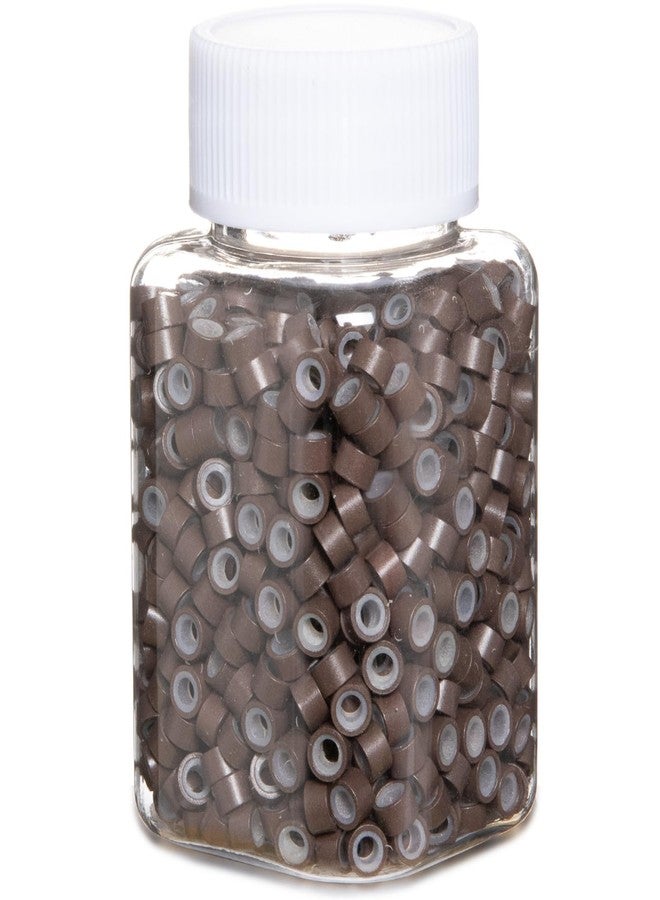 GOTDYA 1000pcs 5mm Brown Extension Beads,Silicone Lined Micro Rings,MicroLink I Tip Weft Sew in Beads for Fairy/Hair Tinsel and Feathers Extensions - Image 1