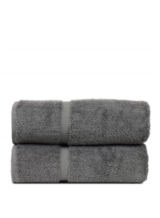 Luxury Hotel & Spa Collection Highly Absorbent, Quick Dry 100% Turkish Cotton 700 GSM, Eco Friendly Towel, for Bathroom Dobby Border Soft Bath Towel Set 27 X 54 (Gray, Bath Towels - Set of 2)