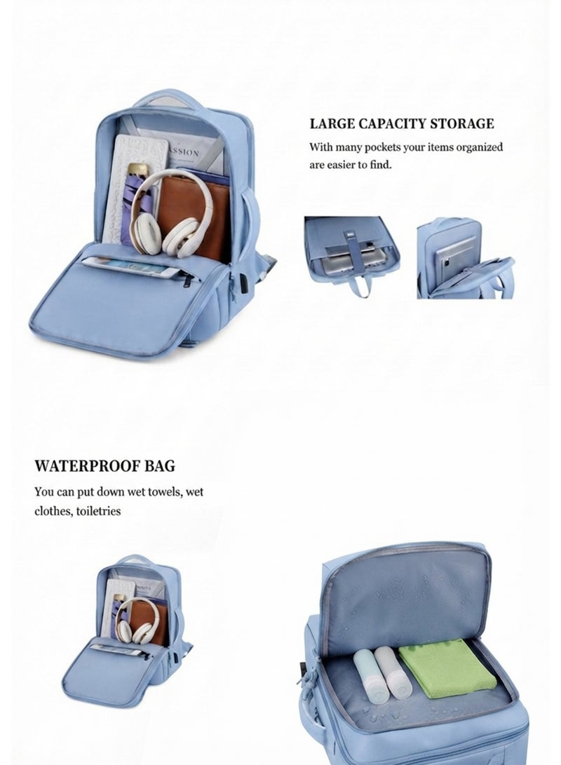 Travel Backpack with 18 -inch Laptop and Shoes Compartment, Waterproof Large Capacity Daypack with USB Charging Port, Carry On Weekender Bag with Wet and Dry Separation, Suitable for Daily Commute, Overnight Flight and Short Trips - Image 3