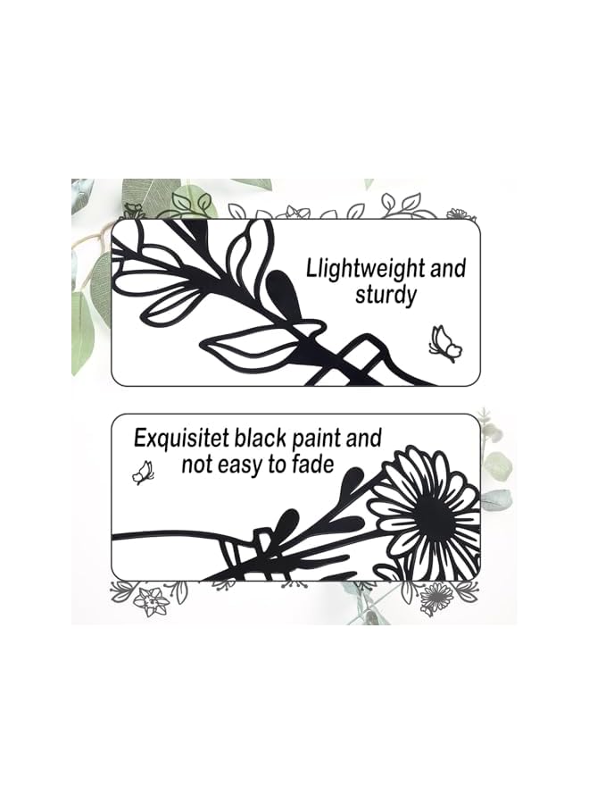 The Bros 3 Piece Metal Flowers and Vases Wall Decoration Minimalist Art Wall Sculpture Daffodils Chrysanthemum Eucalyptus Leaf Iron Decorative Floral for Living Room or Kitchen (Style 1, Black) - Image 4