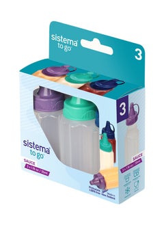 sistema Sistema Sauce To Go 3-Pack (35ml): Leakproof Mini Containers for Condiments and Dressings on the Move,Pink, Green and Blue, Kitchen and Dining type, Sauce container  - Image 1