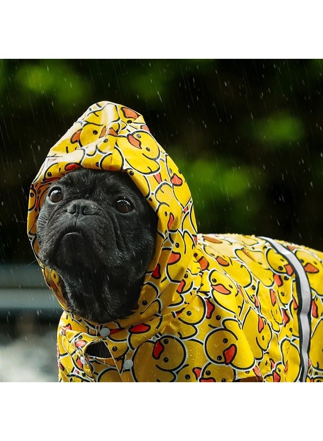 Fitwarm Funny Duck Dog Raincoat with Hood, Waterproof Rain Jacket for Small Dogs Boy Girl, Reflective Pet Poncho, Packable, Adjustable, Yellow, XL - Image 1