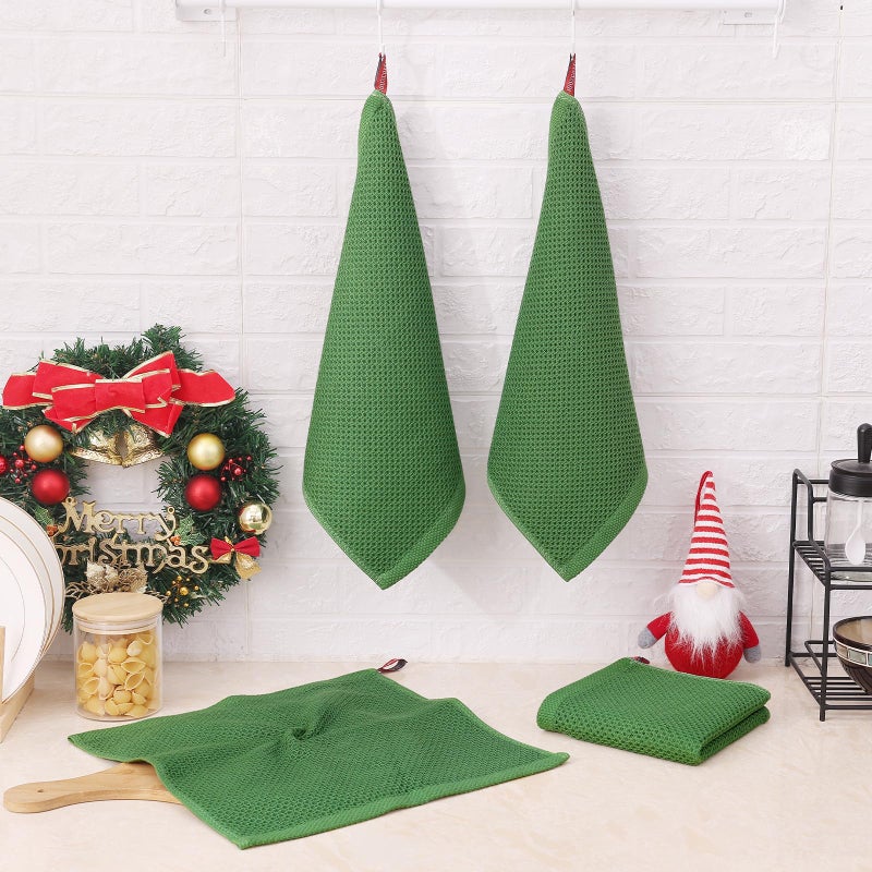 Kitinjoy Kitinjoy 100% Cotton Kitchen Dish Cloths  6 Pack Waffle Weave Ultra Soft Absorbent Dish Towels for Drying Dishes Quick Drying Kitchen Towels Dish Rags  12 X 12 Inches  Grass Green  - Image 2