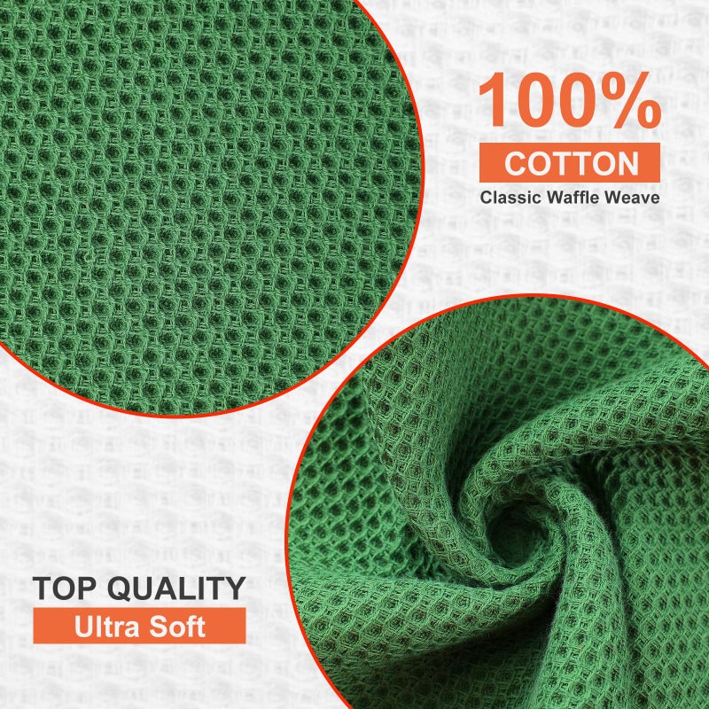 Kitinjoy Kitinjoy 100% Cotton Kitchen Dish Cloths  6 Pack Waffle Weave Ultra Soft Absorbent Dish Towels for Drying Dishes Quick Drying Kitchen Towels Dish Rags  12 X 12 Inches  Grass Green  - Image 3