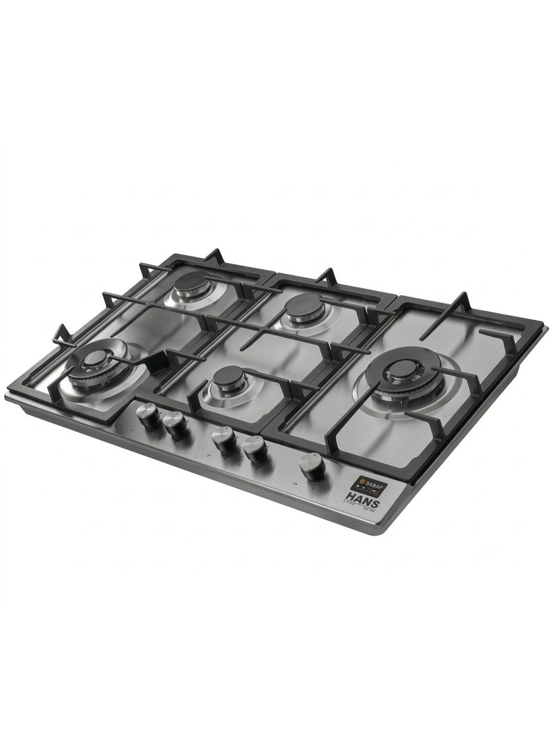 هانس موقد غاز بلت إن مقاس 90 سم - 5 منطقة طهي Maxi+ FullZone - مناطق طهي - شعلات Wok مزدوجة الحلقة DualCrown من SABAF - صمامات غاز SABAF إيطالية أصلية، زجاج مقوى 8 مم، إشعال تلقائي InstantFlame، نظام أمان FFD وحوامل أواني من الحديد الزهر - BROGHO 9L3G2W X SF - Image 3