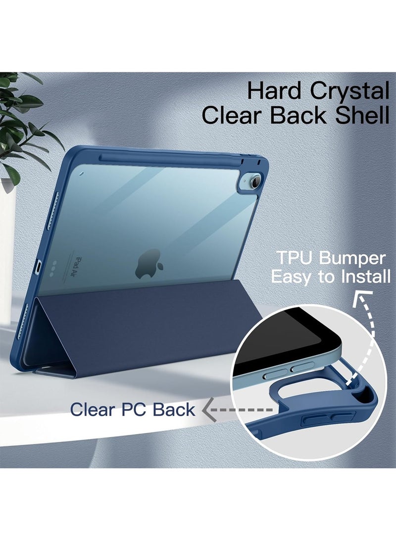 Case for iPad Air 11-Inch M2 (2024), iPad Air 5/4 (2022/2020 5th/4th 10.9-Inch) Built-in Pencil Holder Flexible Back Cover, Trifold Stand, Auto Sleep Wake Rebound Series Clear / Blue  - Image 3