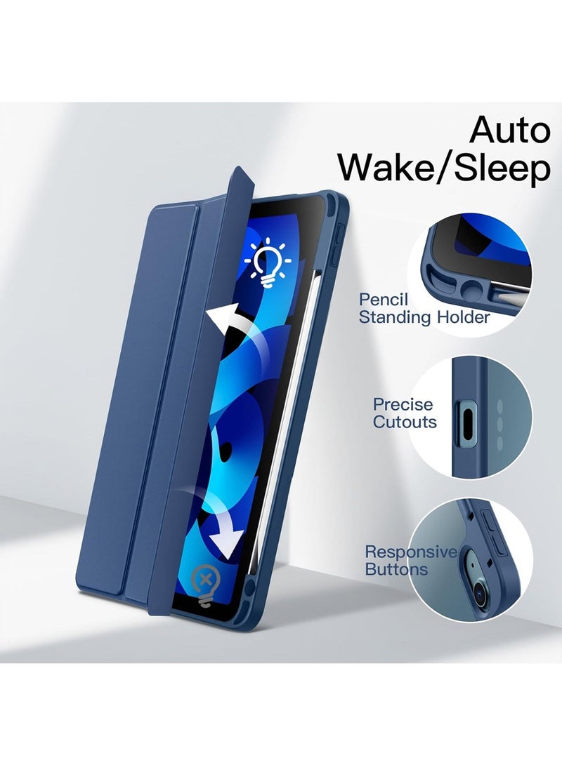 Case for iPad Air 11-Inch M2 (2024), iPad Air 5/4 (2022/2020 5th/4th 10.9-Inch) Built-in Pencil Holder Flexible Back Cover, Trifold Stand, Auto Sleep Wake Rebound Series Clear / Blue  - Image 5