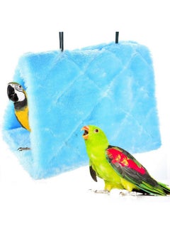 MOACC Winter Warm Bird Nest House Shed Hut Hanging Hammock Finch Cage Plush Fluffy Birds Hut Hideaway For Hamster Parrot Macaw Budgies Eclectus Parakeet Cockatiels Cockatoo Lovebird (M, Blue)  - Image 1