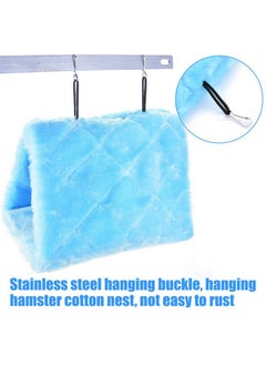 MOACC Winter Warm Bird Nest House Shed Hut Hanging Hammock Finch Cage Plush Fluffy Birds Hut Hideaway For Hamster Parrot Macaw Budgies Eclectus Parakeet Cockatiels Cockatoo Lovebird (M, Blue)  - Image 3