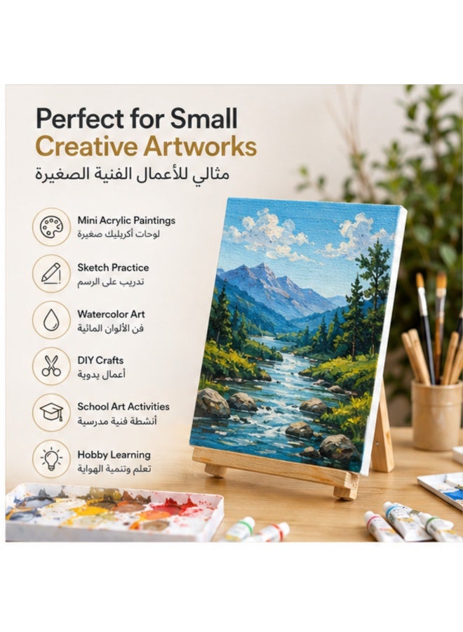 كانفاس لوحة كانفس قطنية بيضاء 15×20 سم مع حامل للفنانين المبدعين | لوحة رسم عالية الجودة مع ستاند للرسم بالأكريليك والزيت والألوان المائية | كانفس فارغ للأطفال والطلاب والمبتدئين والفنانين المحترفين | لوحة قماش قطنية مجهزة للرسم والتخطيط والأعمال الفنية والحرف اليدوية | مجموعة رسم محمولة مع حامل للمدرسة والاستوديو والهوايات الفنية | مثالية للمشاريع الفنية والتعلم الإبداعي والديكور المنزلي في السعودية KSA - Image 2