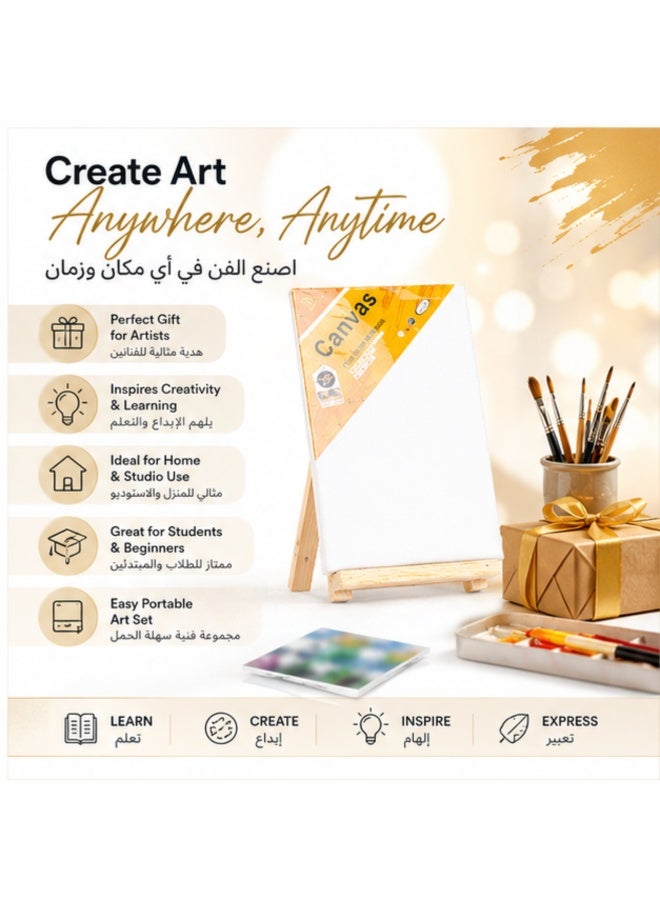 كانفاس لوحة كانفس قطنية بيضاء 15×20 سم مع حامل للفنانين المبدعين | لوحة رسم عالية الجودة مع ستاند للرسم بالأكريليك والزيت والألوان المائية | كانفس فارغ للأطفال والطلاب والمبتدئين والفنانين المحترفين | لوحة قماش قطنية مجهزة للرسم والتخطيط والأعمال الفنية والحرف اليدوية | مجموعة رسم محمولة مع حامل للمدرسة والاستوديو والهوايات الفنية | مثالية للمشاريع الفنية والتعلم الإبداعي والديكور المنزلي في السعودية KSA - Image 4