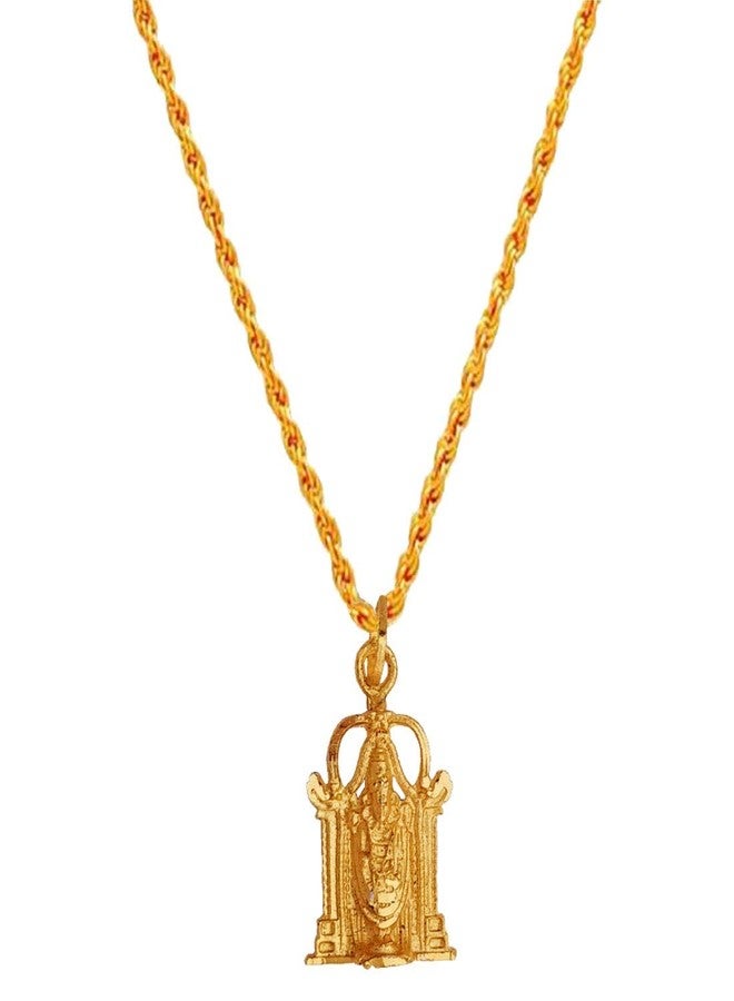 Sullery Religious Lord Triupathi Balaji Pendant Chain Gold Brass Pendant for Men and Women - Image 1