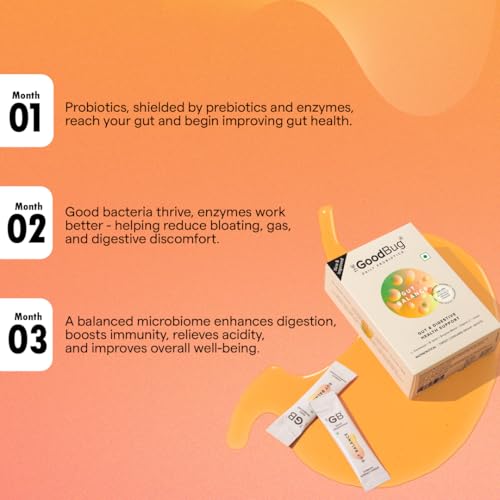 The Good Bug New & Improved Overall Digestive Health Gut Balance Probiotics Supplements- 3Bn Cfu Of Clinically Proven Strains | Aids Digestion, Enhances Nutrient Absorption & Metabolism |90 Days Pack - Image 4