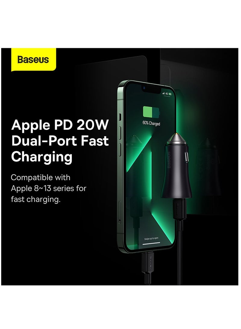 بيسوس شاحن سيارة سريع PD 40 وات بمنفذين USB C ومحول طاقة سريع للسيارة لهاتف iPhone 15 Pro/15 Pro Max/15/14/13/12/11، وSamsung Galaxy S23/22/21، وiPad Pro/Air، وHuawei، وXiaomi، وOneplus 11 Pro والمزيد - Image 4