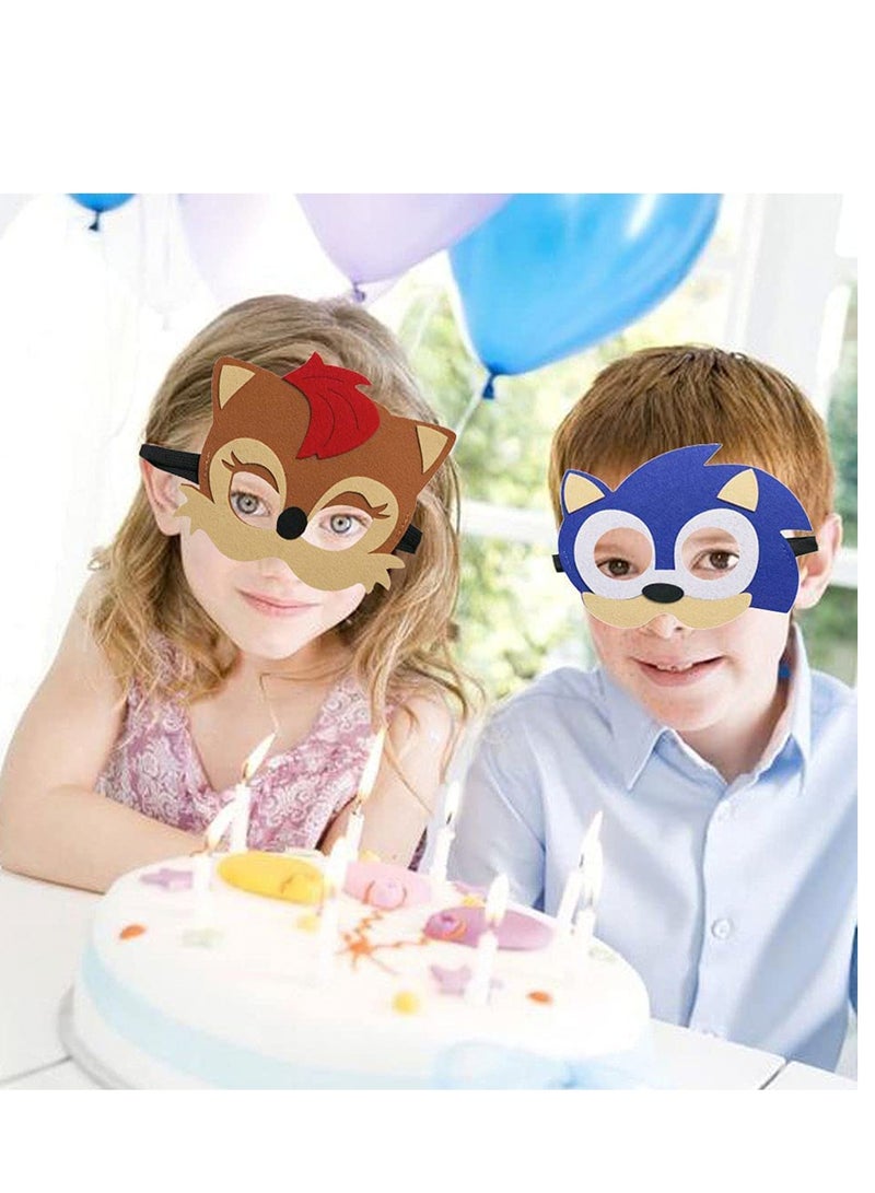 Peachjoy Sonic Felt Masks Party Favors for Kid - Hedgehog Themed Party Supplies Birthday Cosplay Mask Photo Booth Prop Cartoon Character Cosplay Birthday Gift for Children Boys Girls 12 Packs - Image 3