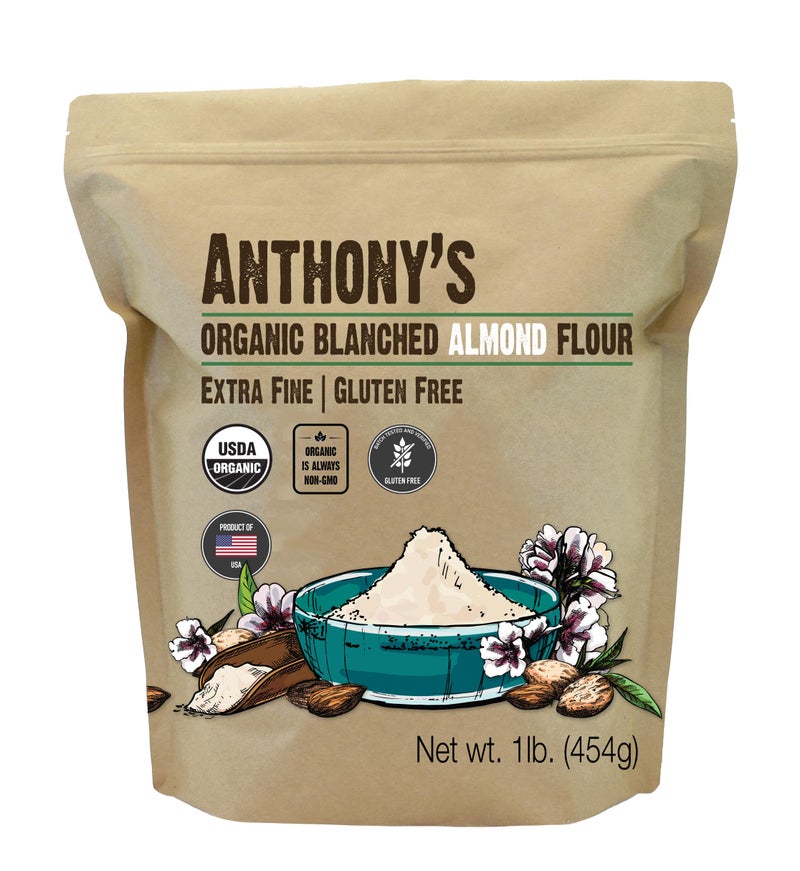 Anthony's Organic Almond Flour, 1 lb, Blanched, Gluten Free, Non GMO, Keto Friendly, Extra Fine, Low Carb - Image 1