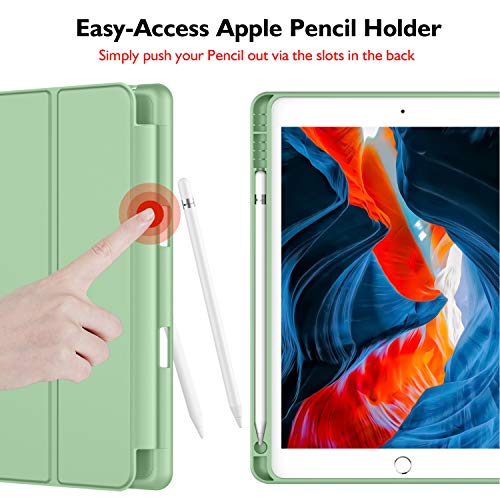iMieet iPad 9th Generation Case 2021/iPad 8th Generation Case 2020 10.2 Inch with Pencil Holder, iPad 7th Gen 2019 Case with Soft Baby Skin Silicone Back, Auto Wake/Sleep Cover (Matcha Green) - Image 2