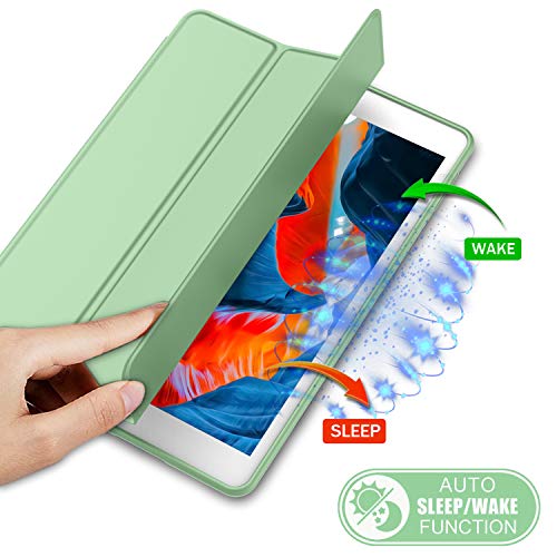 iMieet iPad 9th Generation Case 2021/iPad 8th Generation Case 2020 10.2 Inch with Pencil Holder, iPad 7th Gen 2019 Case with Soft Baby Skin Silicone Back, Auto Wake/Sleep Cover (Matcha Green) - Image 3