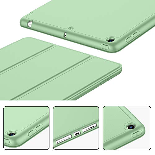 iMieet iPad 9th Generation Case 2021/iPad 8th Generation Case 2020 10.2 Inch with Pencil Holder, iPad 7th Gen 2019 Case with Soft Baby Skin Silicone Back, Auto Wake/Sleep Cover (Matcha Green) - Image 4