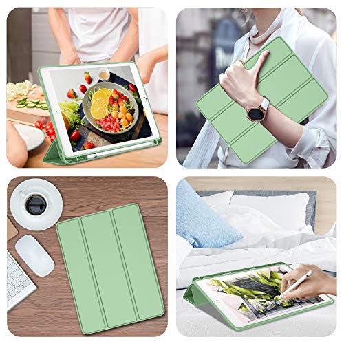 iMieet iPad 9th Generation Case 2021/iPad 8th Generation Case 2020 10.2 Inch with Pencil Holder, iPad 7th Gen 2019 Case with Soft Baby Skin Silicone Back, Auto Wake/Sleep Cover (Matcha Green) - Image 5