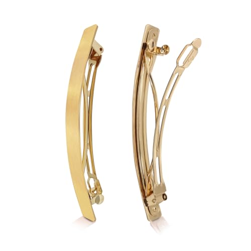 Sanas Barrette Hair Clips For Women Daily Use (1Pc) Premium Clips For Hair Back Clips For Women Stylish Latest Metal Hair Accessories For Woman Wedding Indian (1Pc) (Brushed Golden Shade) - Image 1