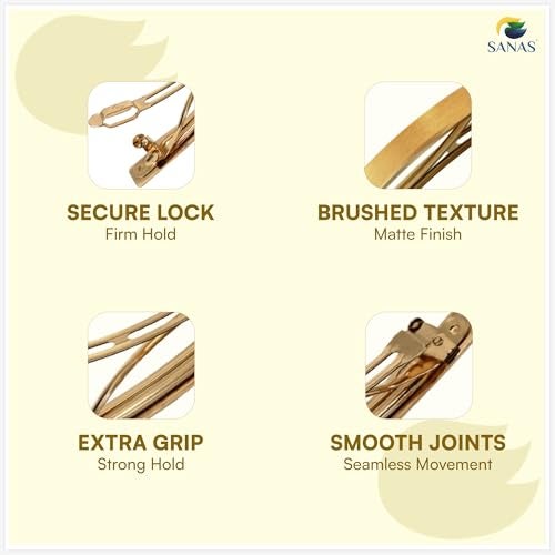 Sanas Barrette Hair Clips For Women Daily Use (1Pc) Premium Clips For Hair Back Clips For Women Stylish Latest Metal Hair Accessories For Woman Wedding Indian (1Pc) (Brushed Golden Shade) - Image 4