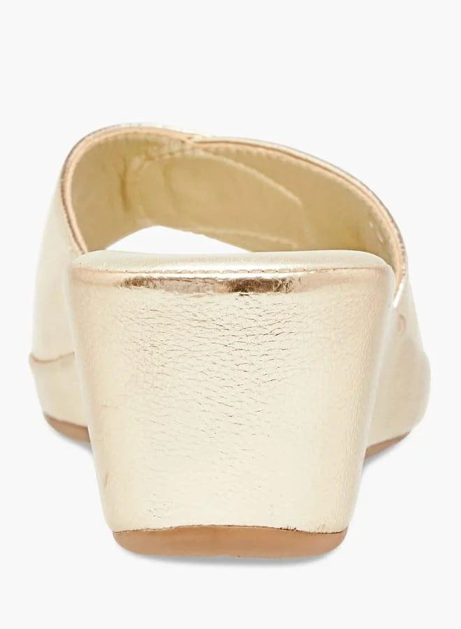 Le Confort Womens Textured Wedge Sandals With Slip On Closure Ramadan Collection