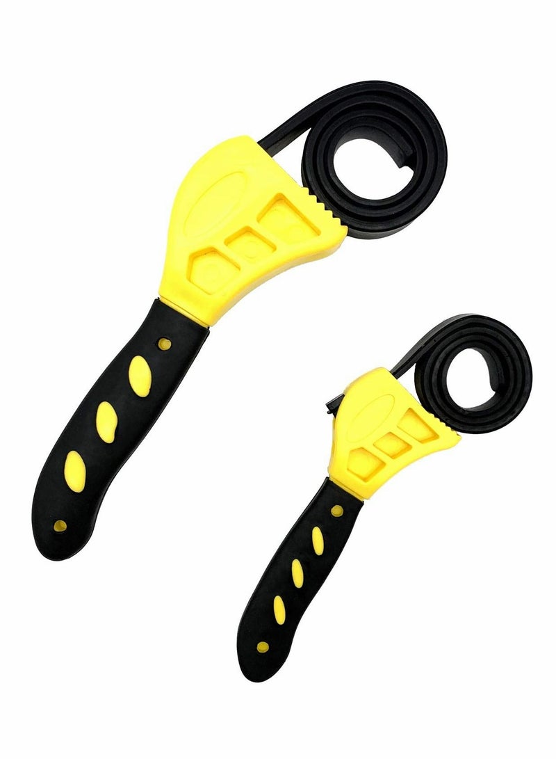 Rubber Strap Adjustable Wrenches 2 Piece Multi Tool Universal Wrench Use for Any Shape Opener - Image 1
