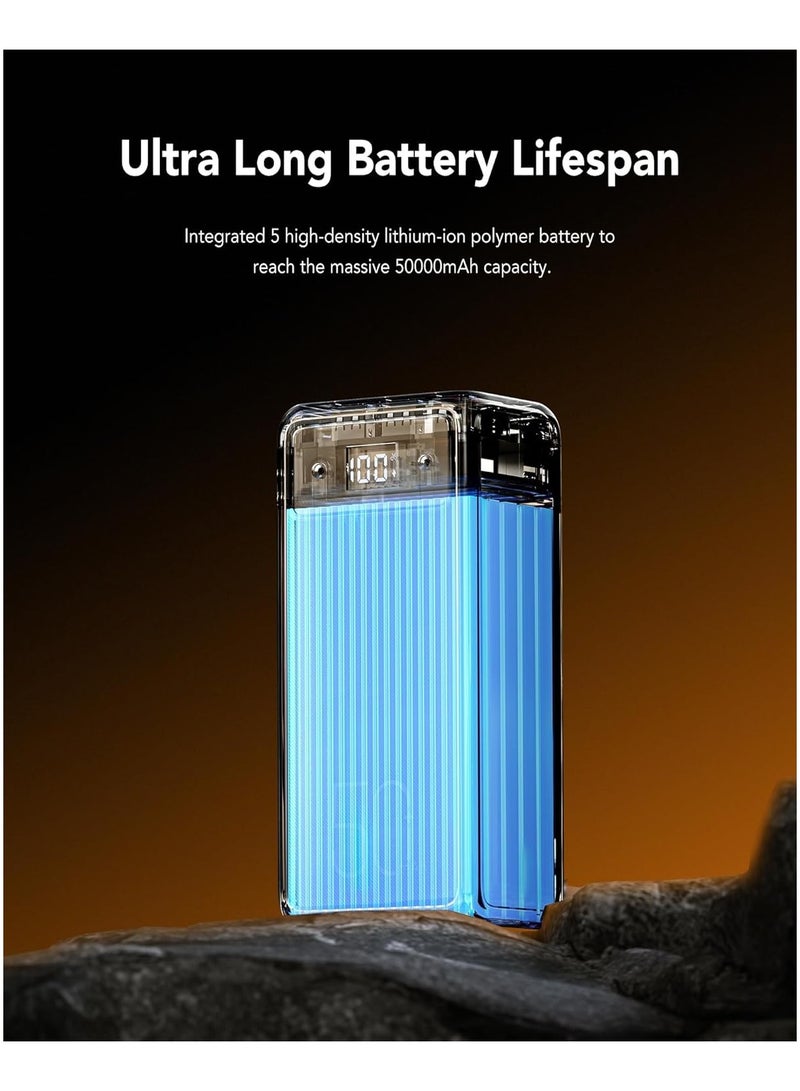 VEGER 50000mAh Power Bank, 22.5w PD/QC3.0 Portable Charger High Capacity Fast Charging USB C Battery Pack with Cables & LED Display and 3 gear Strong Flashlights & Compass for Outdoors - Image 2