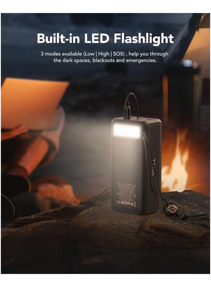 VEGER 50000mAh Power Bank, 22.5w PD/QC3.0 Portable Charger High Capacity Fast Charging USB C Battery Pack with Cables & LED Display and 3 gear Strong Flashlights & Compass for Outdoors - Image 5