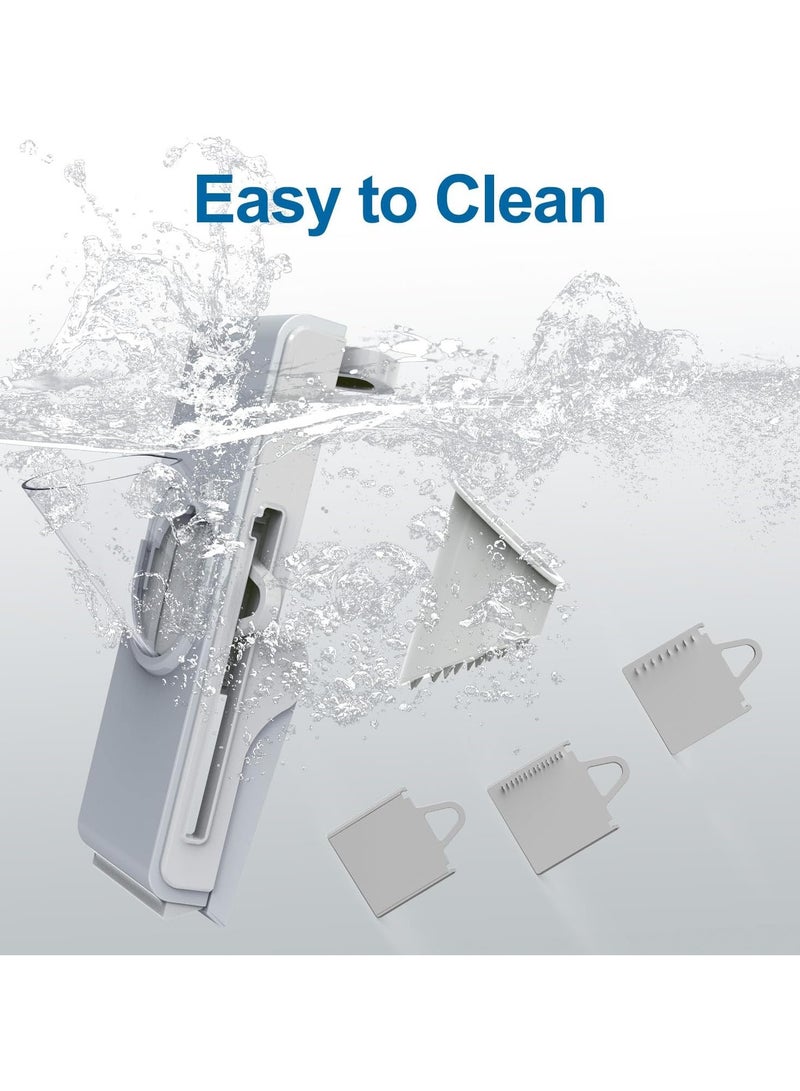 ارواق قطاعة مندولين آمنة للمطبخ - قطاعة سلطة خضروات متعددة الوظائف قطاعة بطاطس فرنسية احترافية 3 في 1 قطاعة طعام نباتية مع حاوية - Image 5