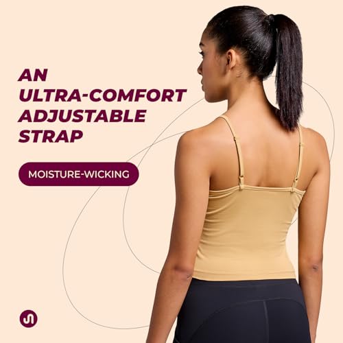 Bodyband Cotton Spaghetti Camisole for Women - Stretchable Slips With Adjustable Strap, Regular Fit Inner Cami Tops - XL Beige - Image 5