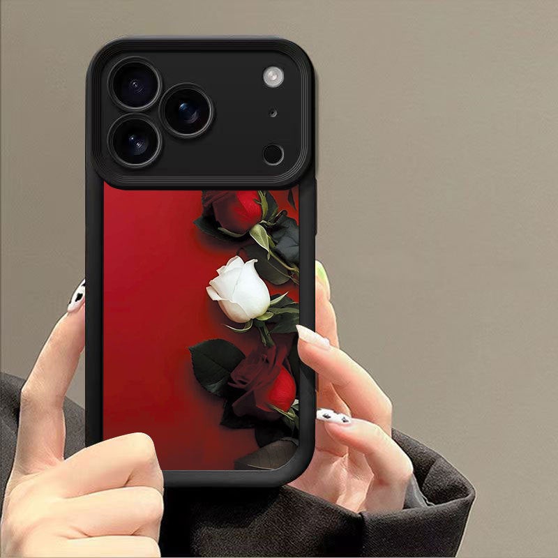 Apple iPhone 17 Pro phone case, comes with four rose black color-painted creative drop-proof soft cases