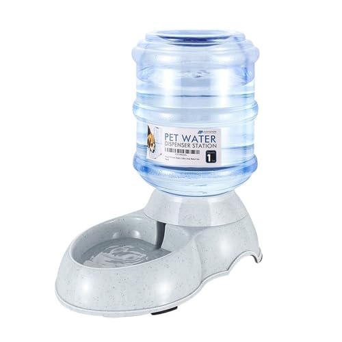 Flexzion Automatic Dog Water Bowl Dispenser for Cat Pet Animal (1 Gallon Dispener Water Jug) - Gravity Feeder Auto Replenish Waterer Drinking Bowl Fountain Bottle Dish Stand - Image 1