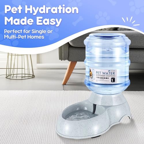Flexzion Automatic Dog Water Bowl Dispenser for Cat Pet Animal (1 Gallon Dispener Water Jug) - Gravity Feeder Auto Replenish Waterer Drinking Bowl Fountain Bottle Dish Stand - Image 2