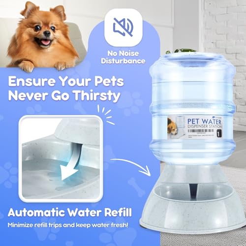 Flexzion Automatic Dog Water Bowl Dispenser for Cat Pet Animal (1 Gallon Dispener Water Jug) - Gravity Feeder Auto Replenish Waterer Drinking Bowl Fountain Bottle Dish Stand - Image 5