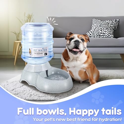 Flexzion Automatic Dog Water Bowl Dispenser for Cat Pet Animal (1 Gallon Dispener Water Jug) - Gravity Feeder Auto Replenish Waterer Drinking Bowl Fountain Bottle Dish Stand - Image 3