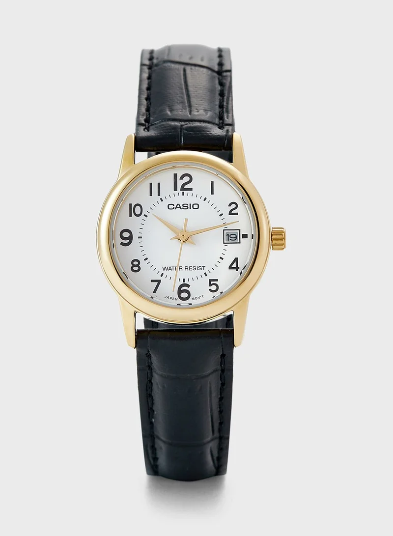CASIO Leather Strap Analog Watch