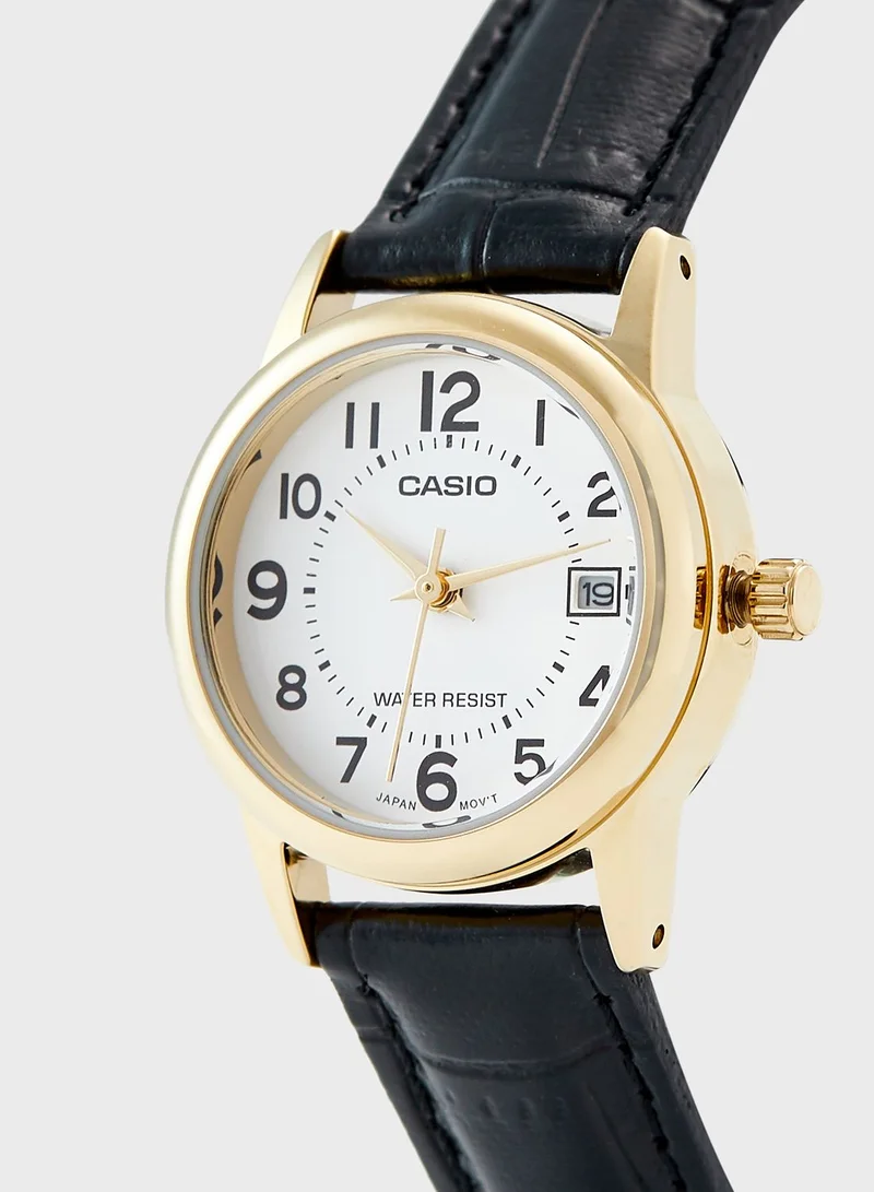 CASIO Leather Strap Analog Watch