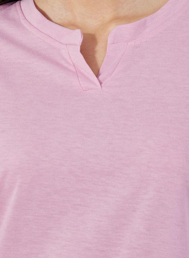 Styli Solid Dropped Shoulder T-Shirt & Floral Print Pants Pyjama Set  - Image 3