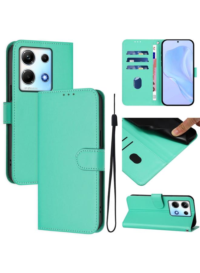 زبون جراب لهاتف Infinix Note 30 4G / 5G مصنوع من الجلد بلون سادة مع حبل - Image 1