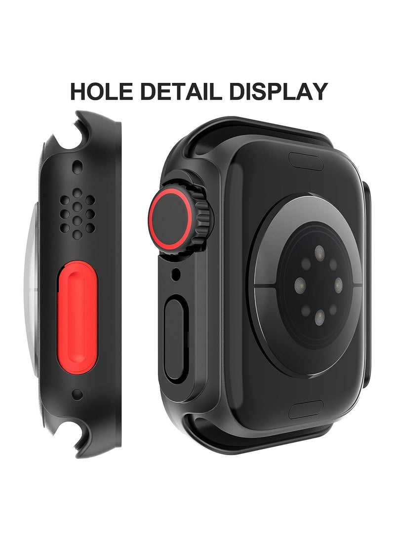 ماركة غير محددة - حافظة واقية مع واقي شاشة من الزجاج المقوى متوافق مع ساعة Apple Watch Series 8 7 مقاس 45 ملم بتصميم الترا ومقاوم للخدش ومقاوم للصدمات وغطاء صلب من البولي كربونات لساعة iWatch 45 ملم - Image 1
