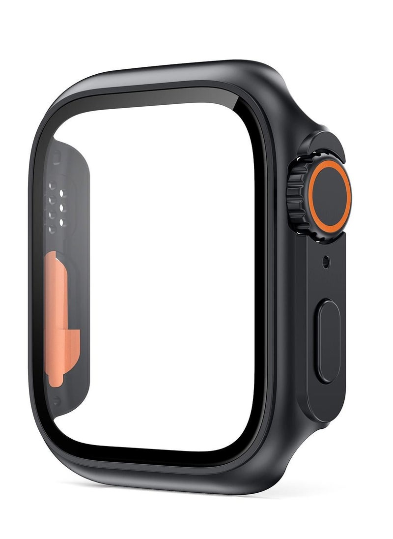 ماركة غير محددة - حافظة واقية مع واقي شاشة من الزجاج المقوى متوافق مع ساعة Apple Watch Series 8 7 مقاس 45 ملم بتصميم الترا ومقاوم للخدش ومقاوم للصدمات وغطاء صلب من البولي كربونات لساعة iWatch 45 ملم - Image 1