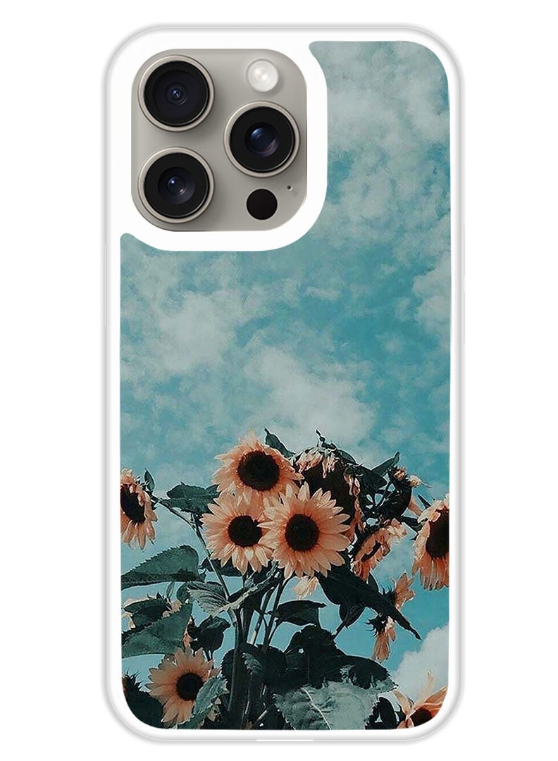 Theodor Protective Case Cover For APPLE IPHONE 15 Pro Max Sunflower (White Bumper) - Image 1