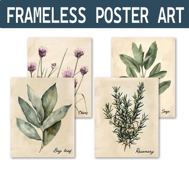 KDHTY Vintage Herbs Botanical Art Prints Wall Decor,Set of 4 Kitchen Wall Decor,Nature Posters For Home Bedroom Office Decorations,8x10In Unframed - Image 2